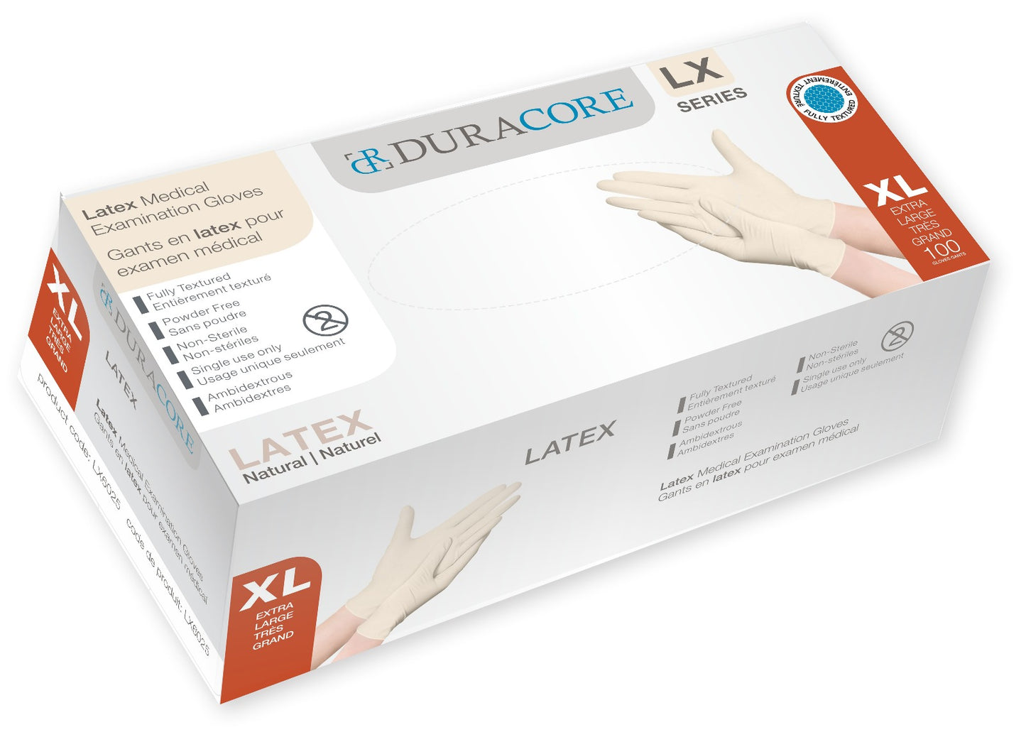 Duracore Latex Medical Examination Gloves - 100 Gloves per Box (10 Boxes) - Dentow Dental
