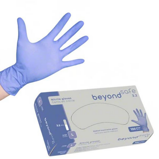 Beyond Safe 3.2 Ice Blue Nitrile Medical Exam Glove (10 Box 1000 Gloves)