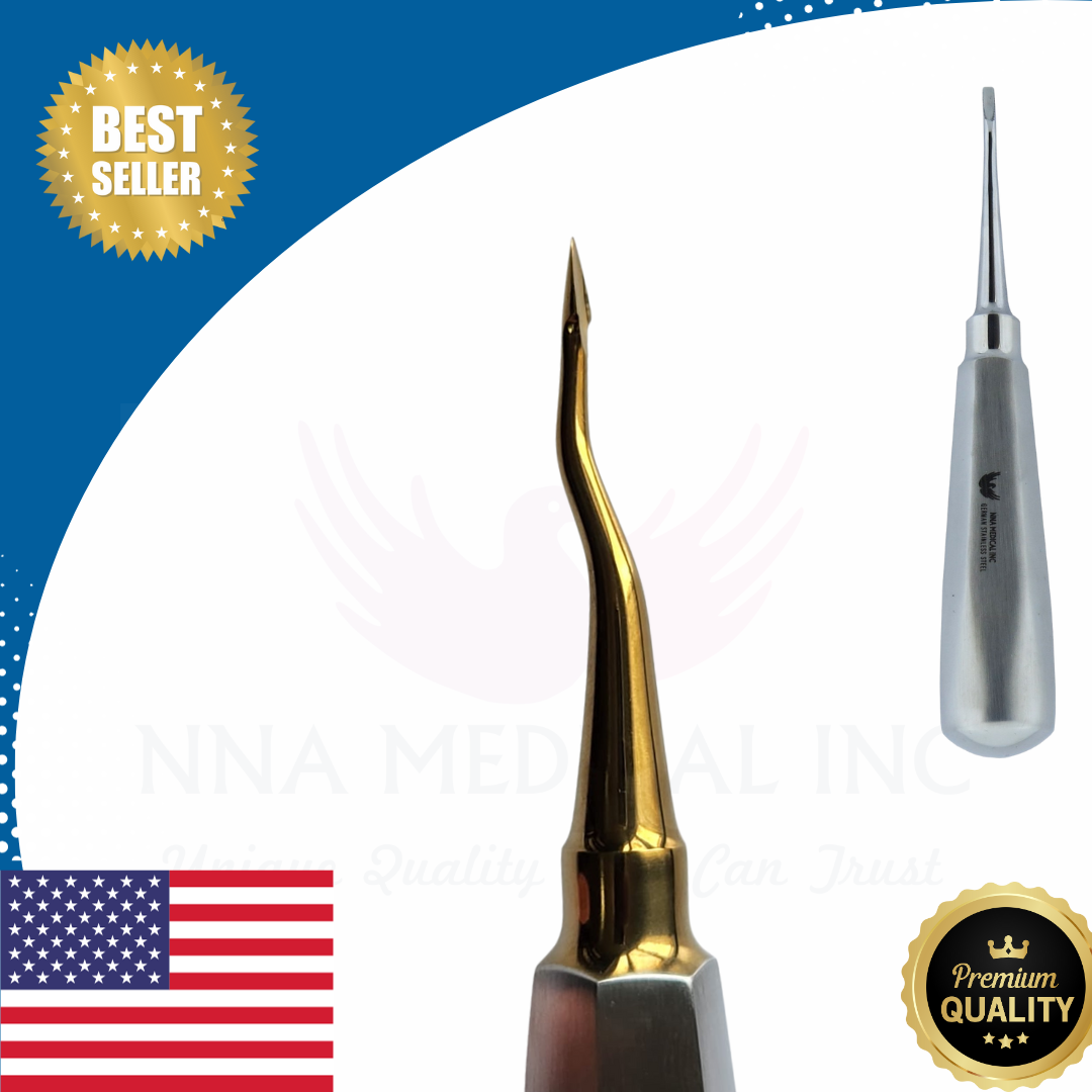 Bernard IN Dental Surgery Tooth Straight Spade Concave Root Tip Elevator Gold NNA Medical - Dentow Dental