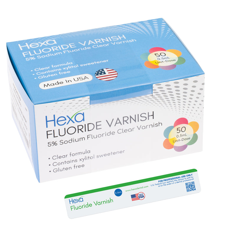 Hexa Varnish, 5% Sodium Fluoride Varnish Mint Flavor 0.4ml , 50/Pk