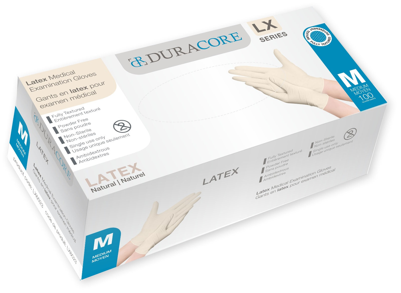 Duracore Latex Medical Examination Gloves - 100 Gloves per Box (10 Boxes) - Dentow Dental